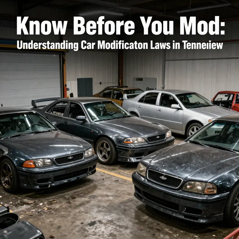 Contrasting views of modified cars—highlighting illegal modifications on the left and compliant vehicles on the right.