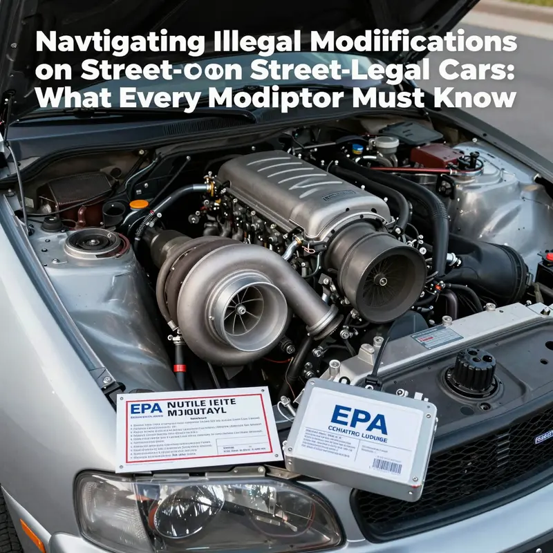 A street-legal car with illegal high-flow exhaust modifications illustrating excessive noise emissions beyond legal limits.