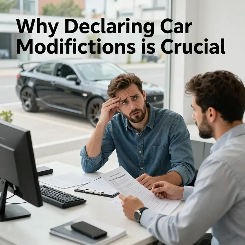 Legal ramifications seen in a courtroom setting for failing to declare vehicle modifications.