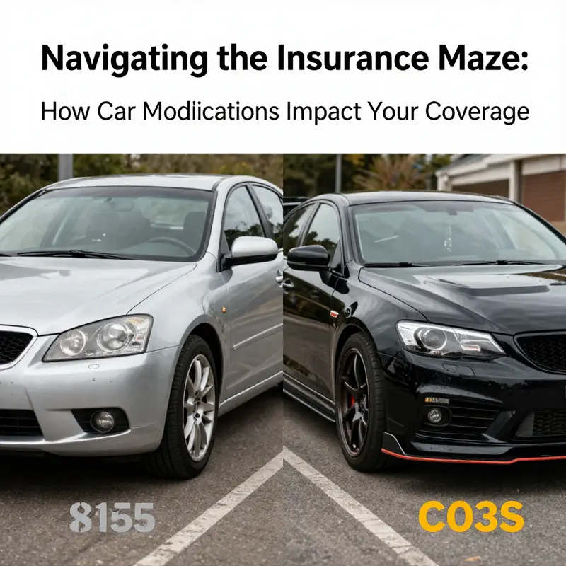 The contrast between stock and modified vehicles illustrates the potential increase in insurance premiums.