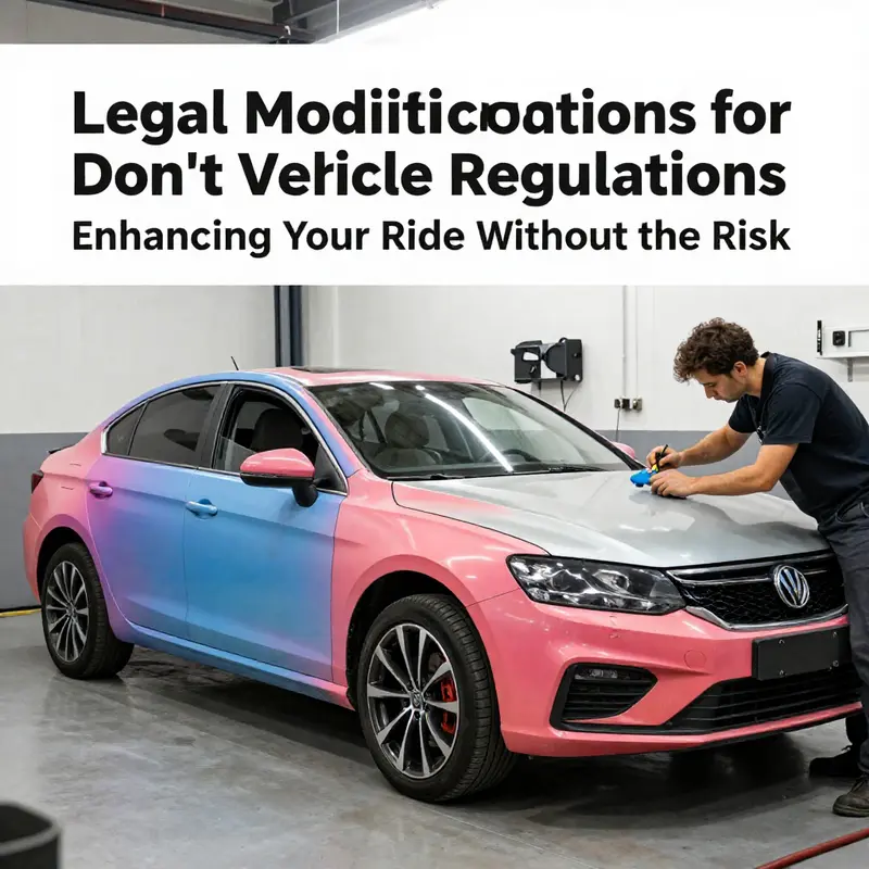 A technician applying a vibrant color modification to a car, highlighting legal alterations.