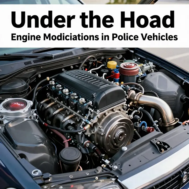 A glimpse into the intricate modifications made to enhance police vehicle performance.