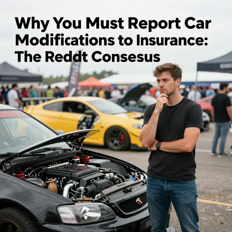 A dedicated car enthusiast contemplating the importance of reporting modifications to insurance.
