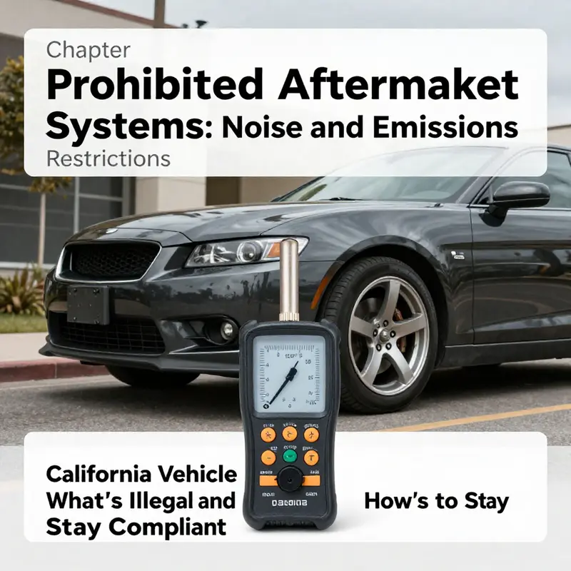 Vehicles on a California highway displaying compliant emissions equipment and CARB compliance.