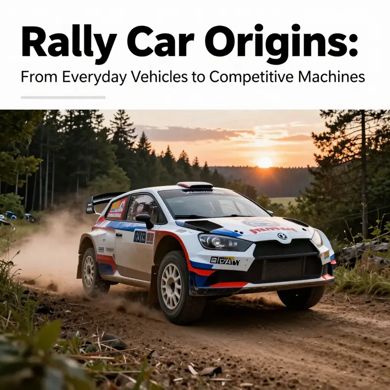 A rally car jumping over a dirt track in a forest setting, showcasing the excitement and dynamics of rally racing.