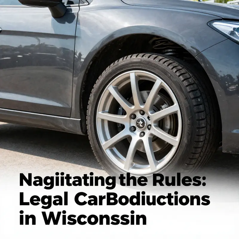 A look at a legal aftermarket exhaust system installed on a performance car, illustrating compliance with Wisconsin regulations.