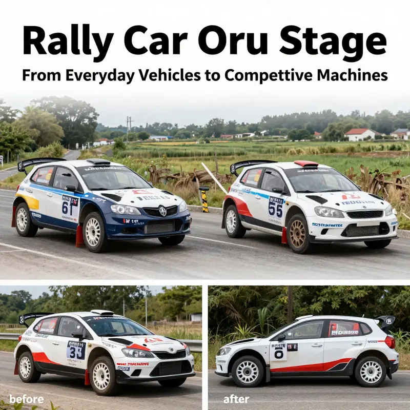 A standard production hatchback that serves as a base for rally modifications.