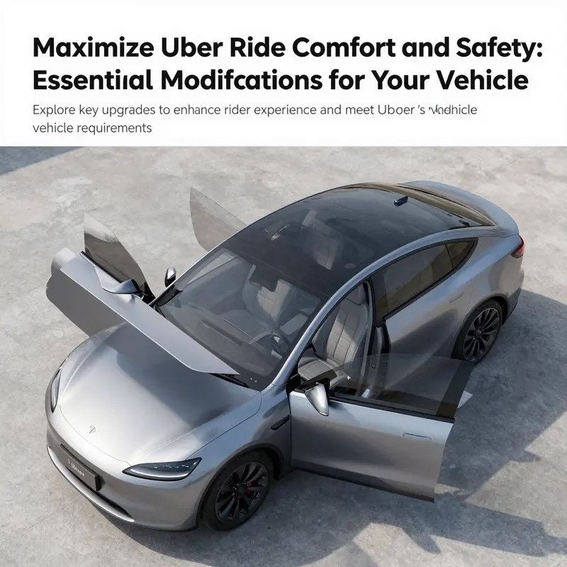 An aerial perspective of a modified car tailored for Uber services, displaying advanced comfort and technology features.