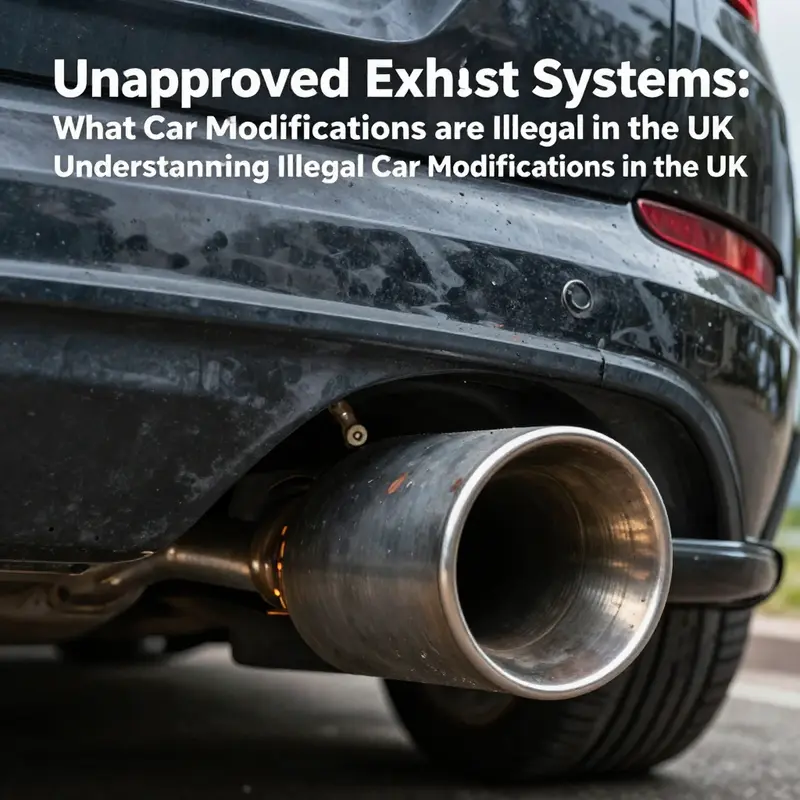 An illegal, loud exhaust system highlights potential legal violations in vehicle modification.
