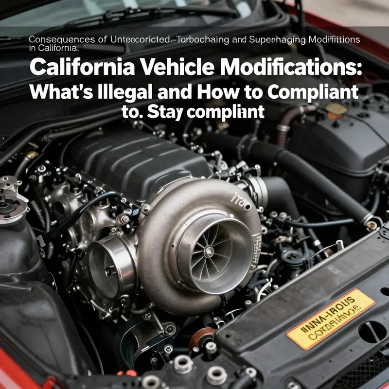 Vehicles on a California highway displaying compliant emissions equipment and CARB compliance.