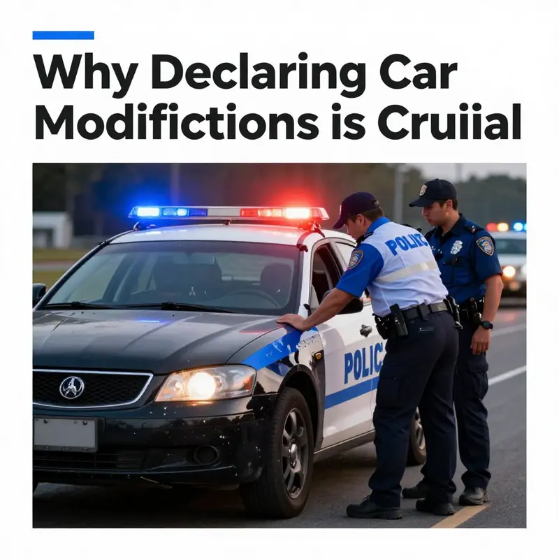 Legal ramifications seen in a courtroom setting for failing to declare vehicle modifications.