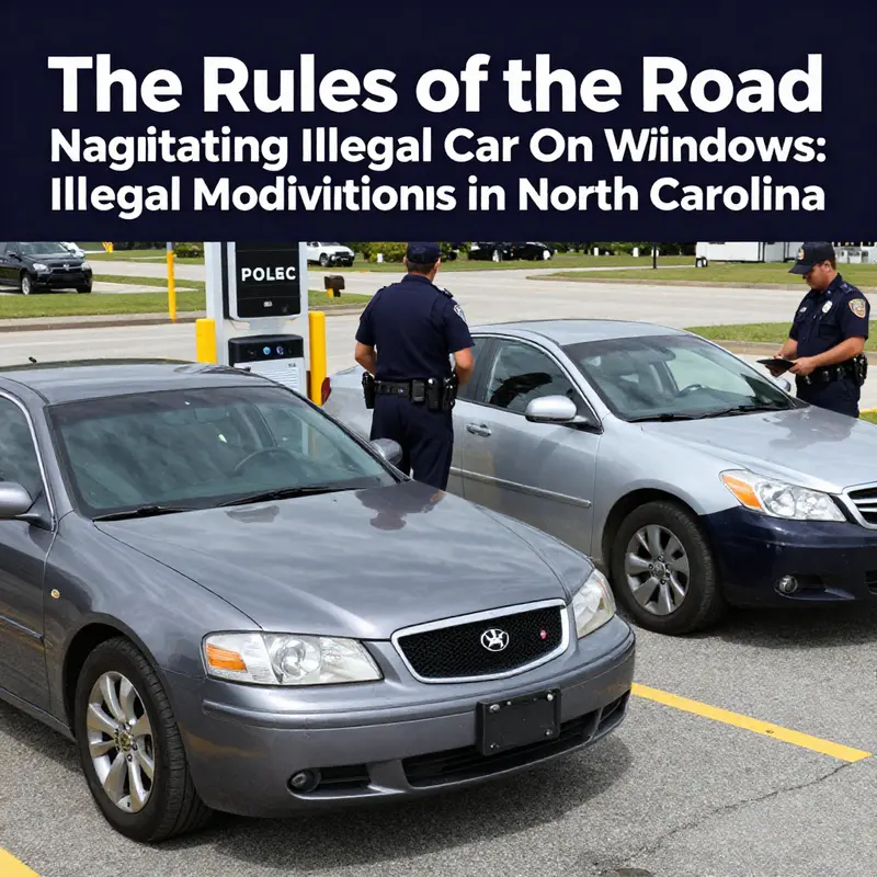 A contrast between an elevated car and a standard vehicle showcases the legal height limitations in North Carolina.