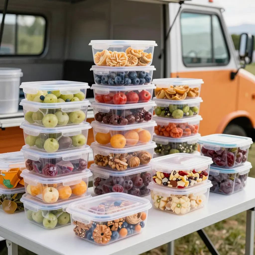 Elegant display of assorted plastic food containers